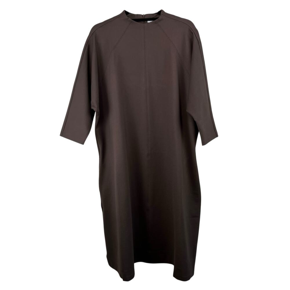 Pari Passu Janice Funnel Midi Dress 3/4 Sleeve Espresso Brown NWT Plus Size D20 - Picture 2 of 16